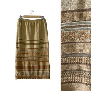 Double D Ranch Large Midi Skirt Linen Blend Sheer Details Western Womens READ